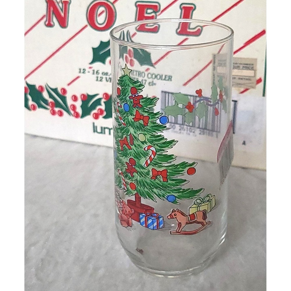 12 NEW Luminarc Noel Christmas Tree Glasses Vintage 16oz Cooler Tumblers Holiday - Picture 1 of 8